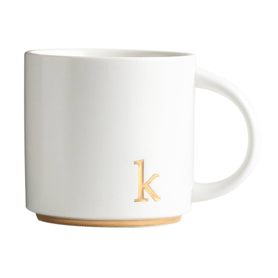 COLLECTIVE HOME - Monogram Ceramic Mugs, 15 oz Golden Initial Coffee Cups, Elegant Alphabet Tea M... | Amazon (US)