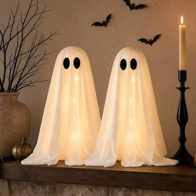 Halloween Decorations -2 Packs Spooky Light Up Ghosts with Lights | Amazon (US)