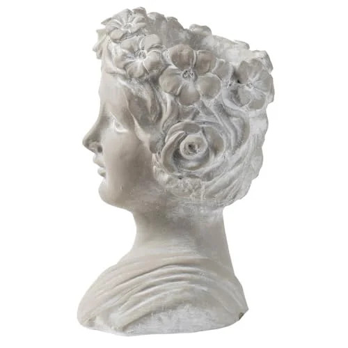 A&B Home Whitewashed Gray Concrete Classic Greek Goddess Bust Outdoor Planter, Girls Head Statue ... | Walmart (US)