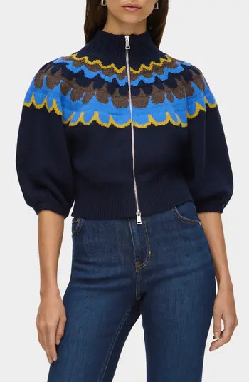 ALIGNE Nelly Fair Isle Zip Front Cardigan | Nordstrom | Nordstrom