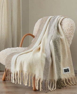 Calyx Stripe Faux Mohair Throw, 50" x 70" | Macy's