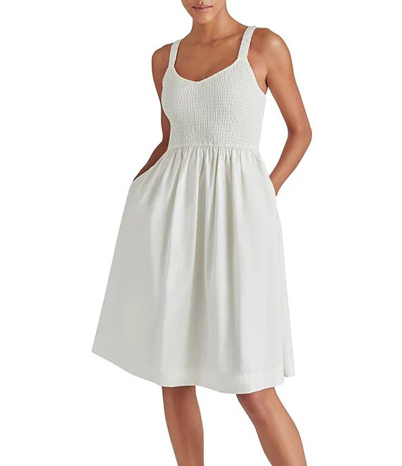Fleur Poplin Sweetheart Neck Sleeveless Smocked Dress | Dillard's