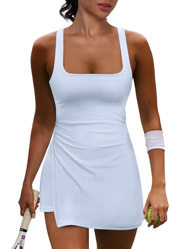 Caracilia Womens Tennis Dress Built in Shorts Square Neck Sleeveless Workout Athletic Mini Skort ... | Amazon (US)