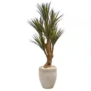 Indoor/Outdoor 50 in. Yucca Artificial Tree in Planter UV Resistant | The Home Depot