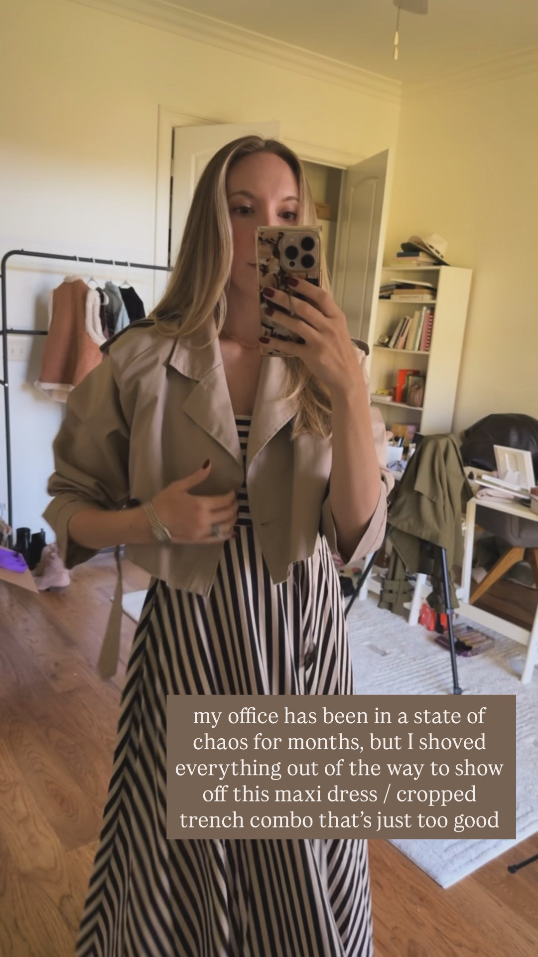 Fall maxi dress and cropped trench jacket outfit for church by BarbiGia. Neutral stripe black and white maxi dress amazon find. 



#LTKSaleAlert #LTKTall #LTKFindsUnder50