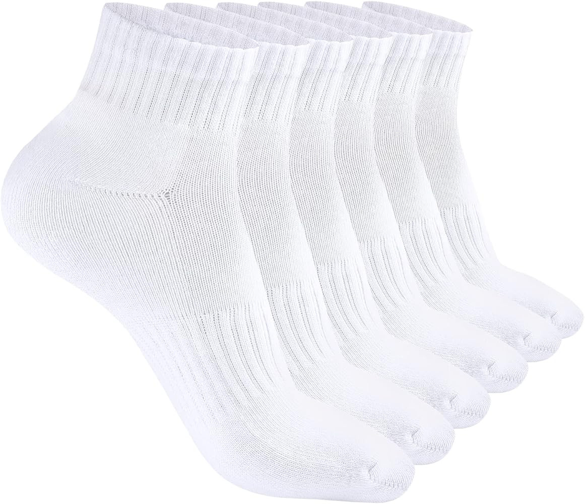 Womens Athletic Ankle Socks Cotton Thick Cushion Low Cut Running Sport Tab Socks 6 Pack | Amazon (US)
