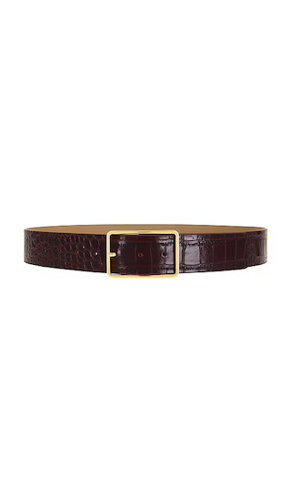 Milla Croco Belt in Merlot & Gold | Revolve Clothing (Global)