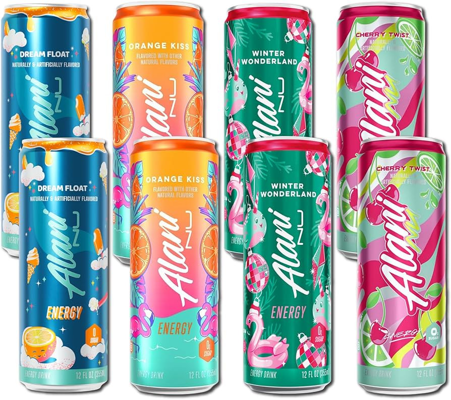 New Alani Sugar Free Energy Drinks Variety Pack, Low Calorie, 12 oz (8 Pack) | Amazon (US)