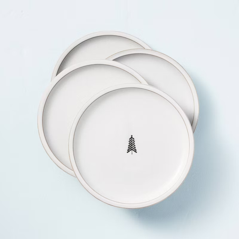 8.5" Winter Tree Stoneware Salad Plate Green/Cream - Hearth & Hand™ with Magnolia | Target