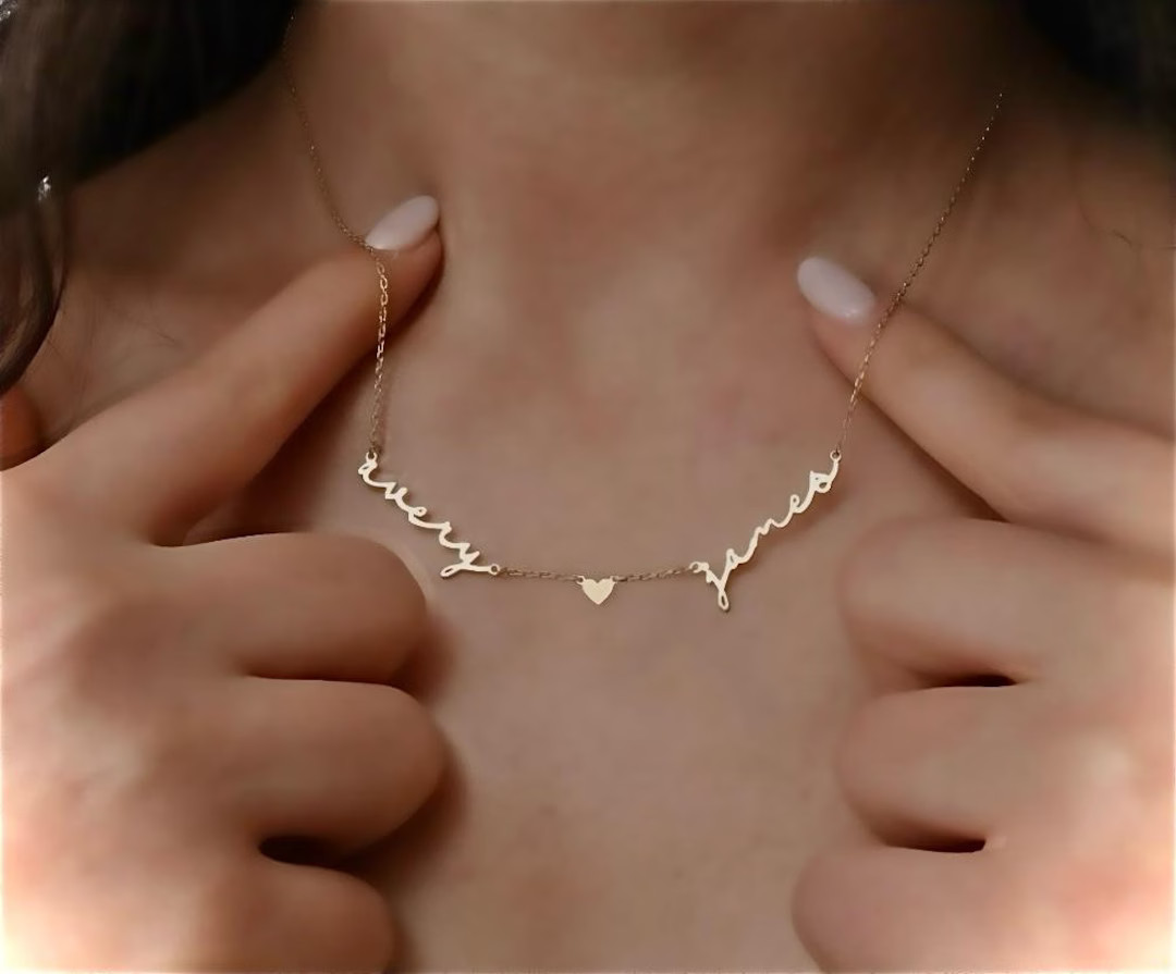 Custom Two Name Handwriting Necklace, 18k Gold, Personalized Jewelry, Name Necklace, Personalized... | Etsy (US)