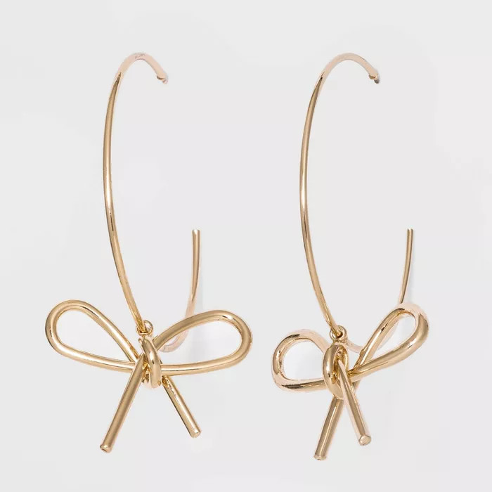 SUGARFIX by BaubleBar Slim Hoop Earrings with Bows - Gold | Target