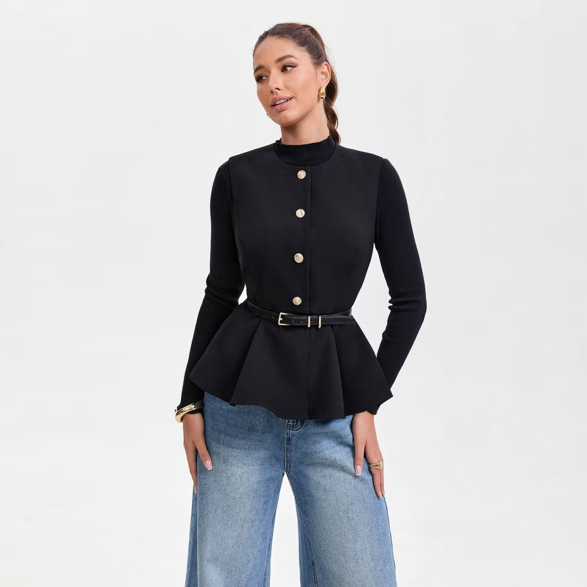 Women's Peplum Vest - A New Day™ Black | Target