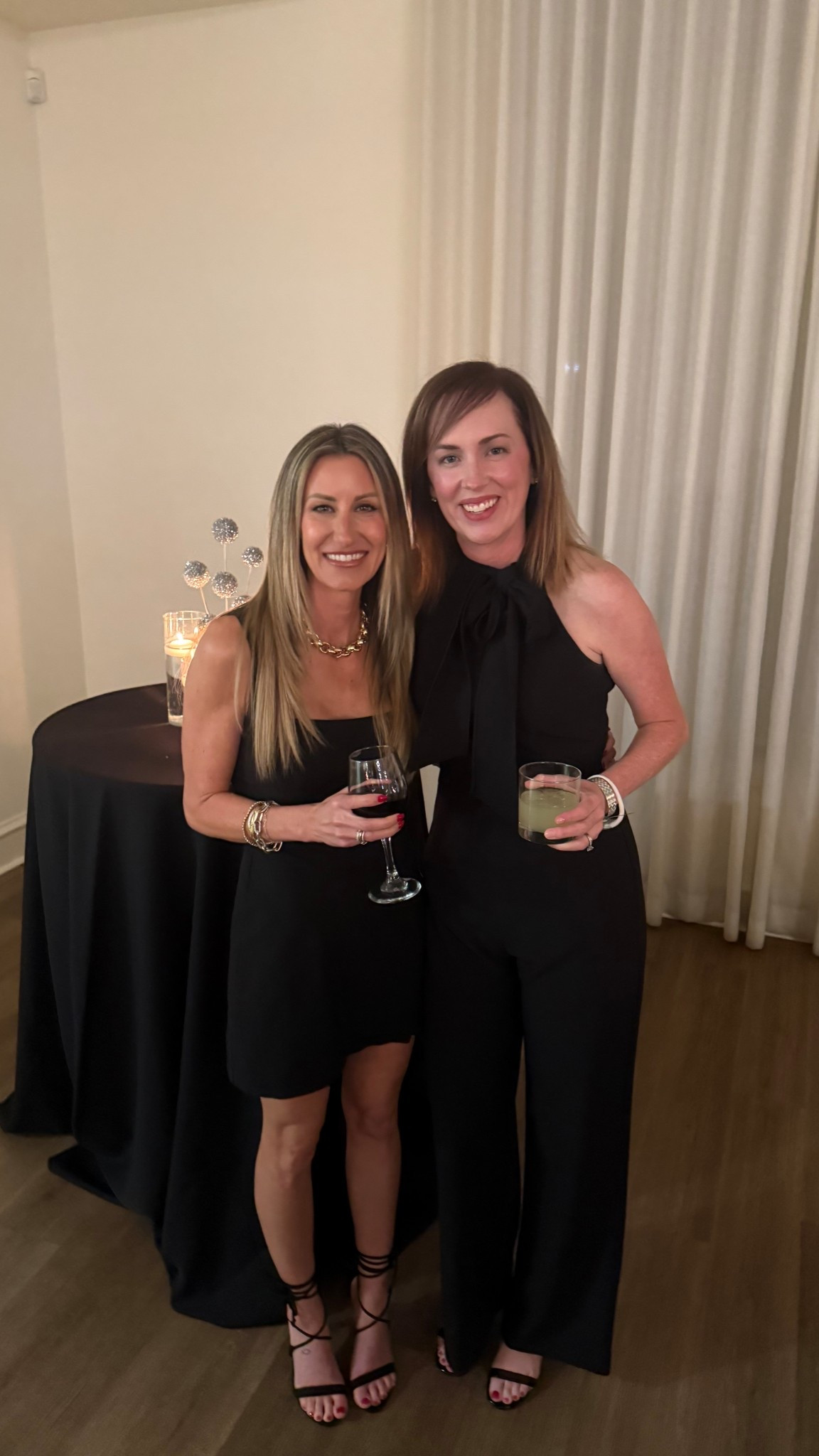 Simple little black dress. Loved the lace heels and the fun necklace. 
