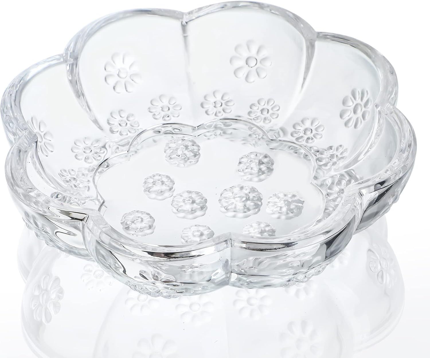 H&D Hyaline&Dora H&D 4.9'' Clear Crystal Jewelry Tray, Flower Shaped Glass Trinket Dish for Rings... | Amazon (US)