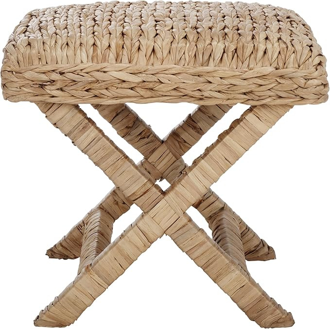 SAFAVIEH Home Collection - Posey Natural Woven Ottoman with X-Frame Base, Accent Footrest Seat, F... | Amazon (US)