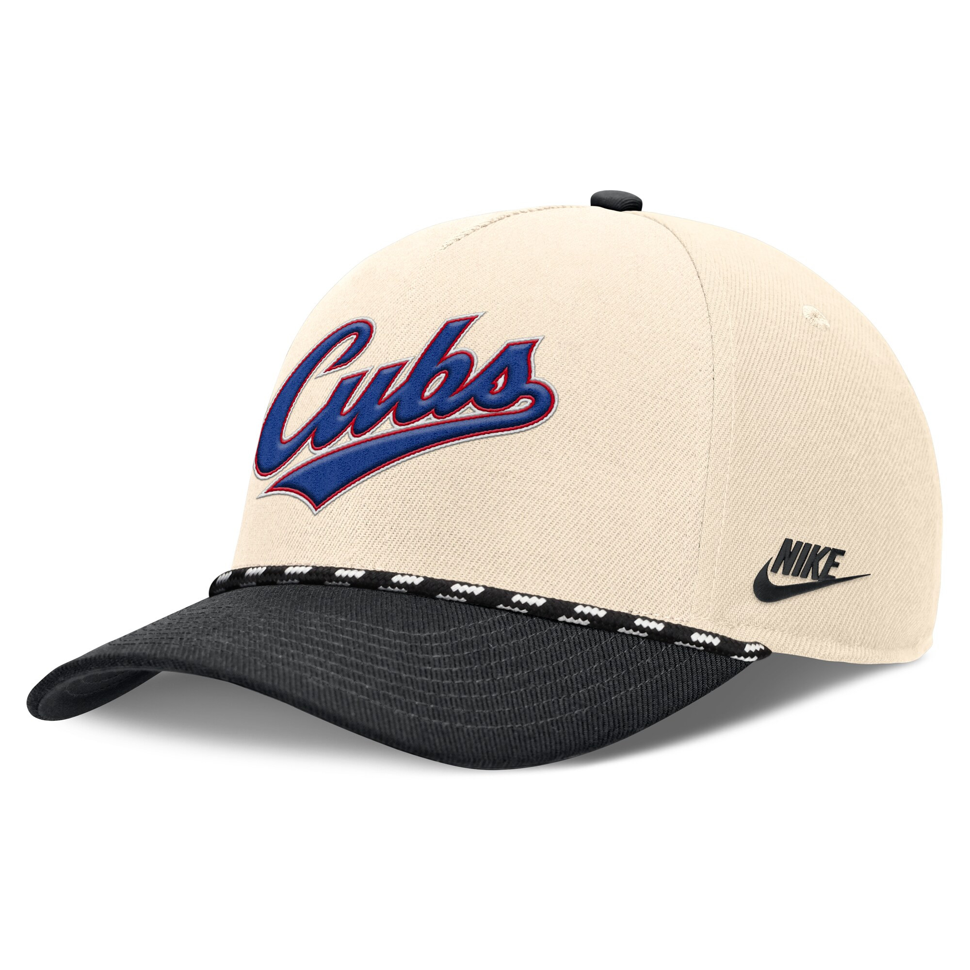 Chicago Cubs Nike Cooperstown Collection Rise Adjustable Hat - Natural/Black | Lids