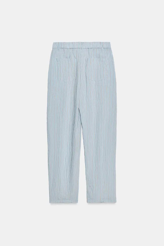 FLOWY STRIPED PLEATED PANTS | Zara US