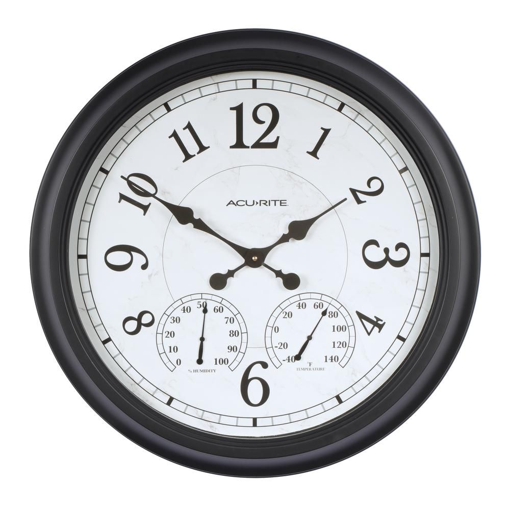 AcuRite 24 in. Black Clock with Thermometer and Hygrometer | The Home Depot