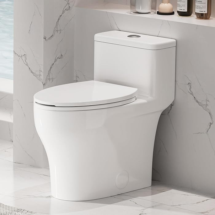 Elongated One Piece Toilet with Comfort Chair Seat ADA Height 17.33", Powerful Dual Flush 0.8/1.2... | Amazon (US)
