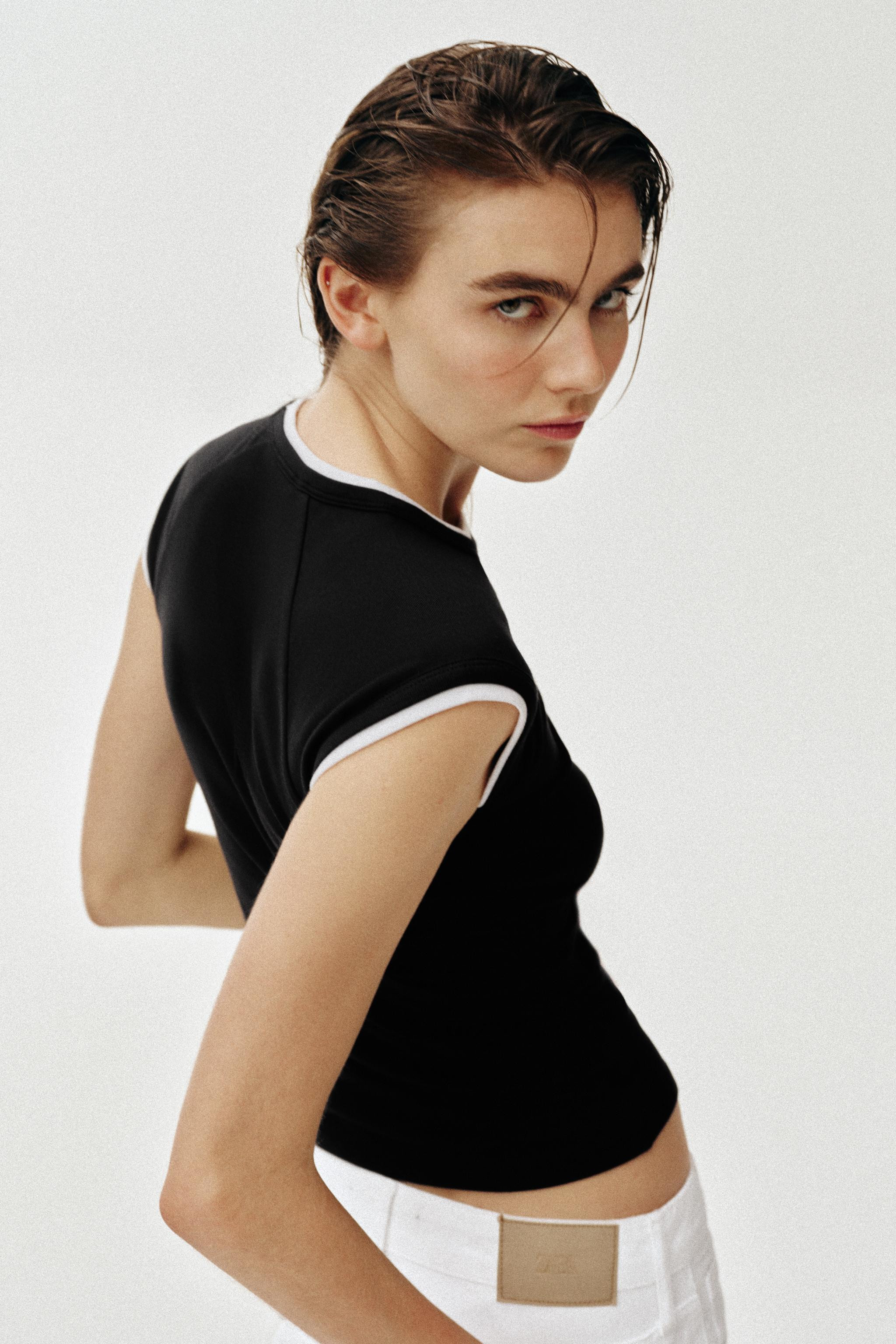 DOUBLE SHORT SLEEVE EFFECT T-SHIRT | Zara US