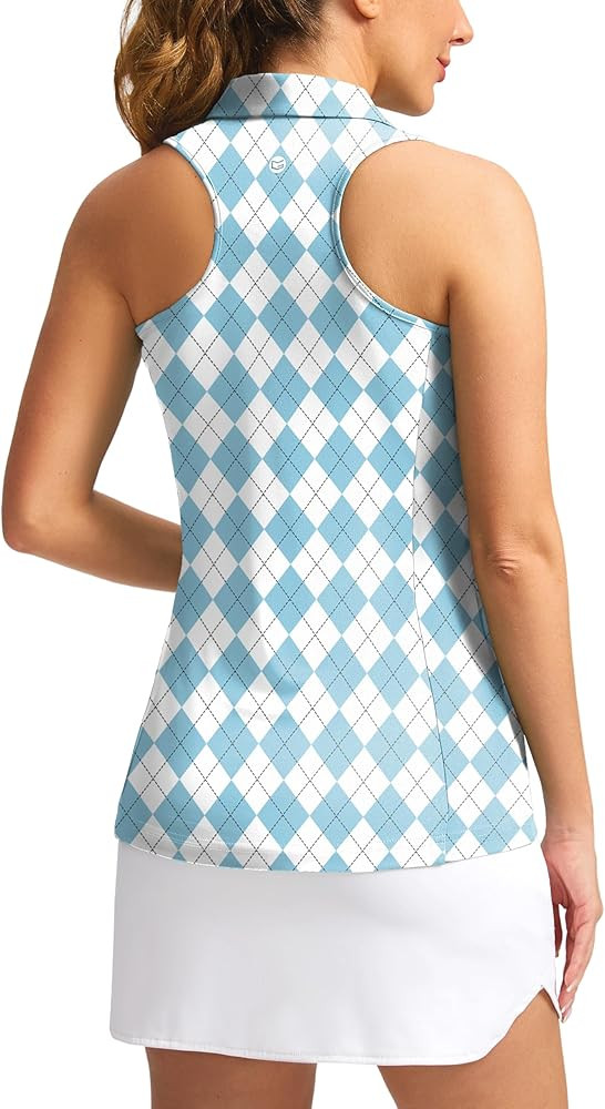 Women's Sleeveless Golf Shirt Zip Up Quick Dry Collared Tank Tops Racerback Tennis Athletic Polo ... | Amazon (US)