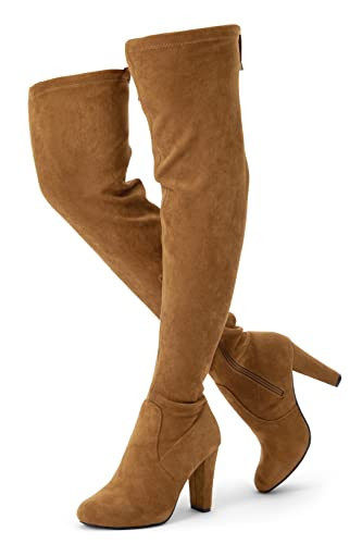 Vepose Women's Camel Suede Thigh High Over Knee Boots, Size 9.5, CJY994 | Amazon (US)