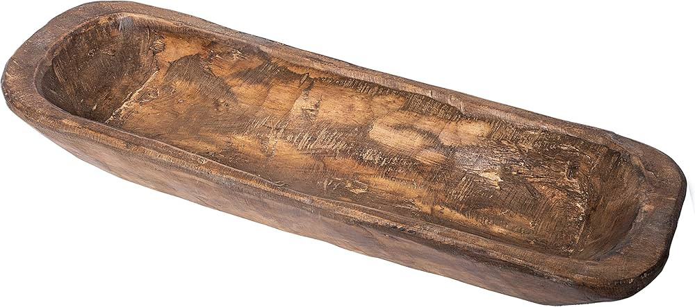 MAINEVENT Decorative Wooden Dough Bowl Decor Approx 20 Inch, Centerpiece Long Wood Dough Bowl, Ma... | Amazon (US)