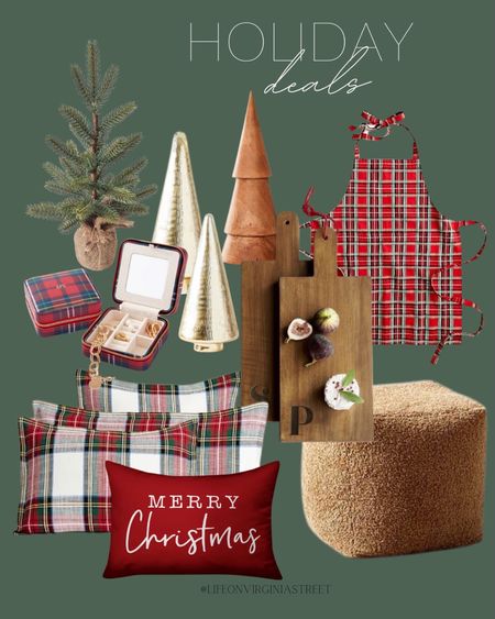 Check out these fun holiday finds! Roundup includes this plaid apron, initial cutting boards, faux mini Christmas tree, plaid jewelry case, plaid pillows, red throw pillow, sherpa pouf, and tree decor.

holiday decor, holiday finds, christmas decor, christmas home decor, christmas tree, christmas pillows, holiday sale, cyber week, hosting, gift ideas, holiday must-haves, pottery barn, wayfair, mark and graham

#LTKsalealert #LTKunder100 #LTKunder50

#LTKhome #LTKSeasonal #LTKHoliday