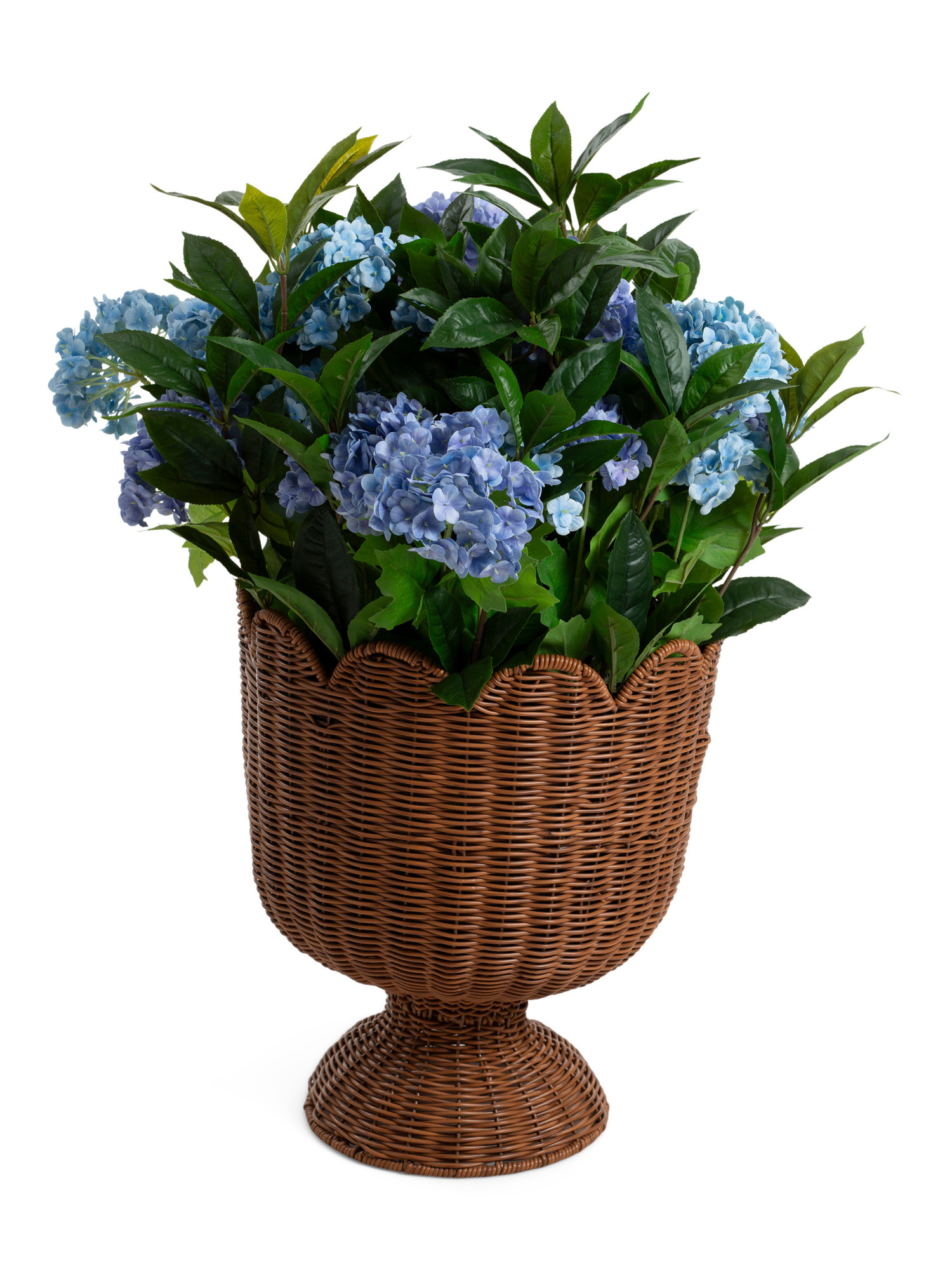 Real Touch Outdoor Covered Hydrangeas In Woven Planter | Plants & Planters | Marshalls | Marshalls