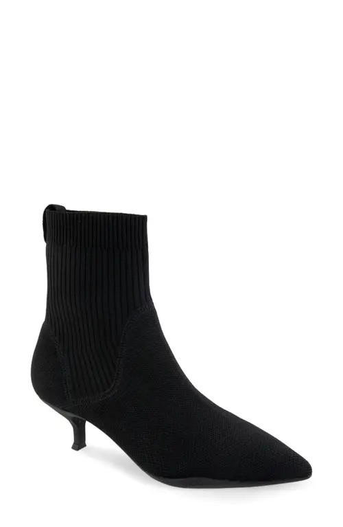 Aerosoles Lanita Pointed Toe Kitten Heel Bootie in Black Knit at Nordstrom, Size 8 | Nordstrom