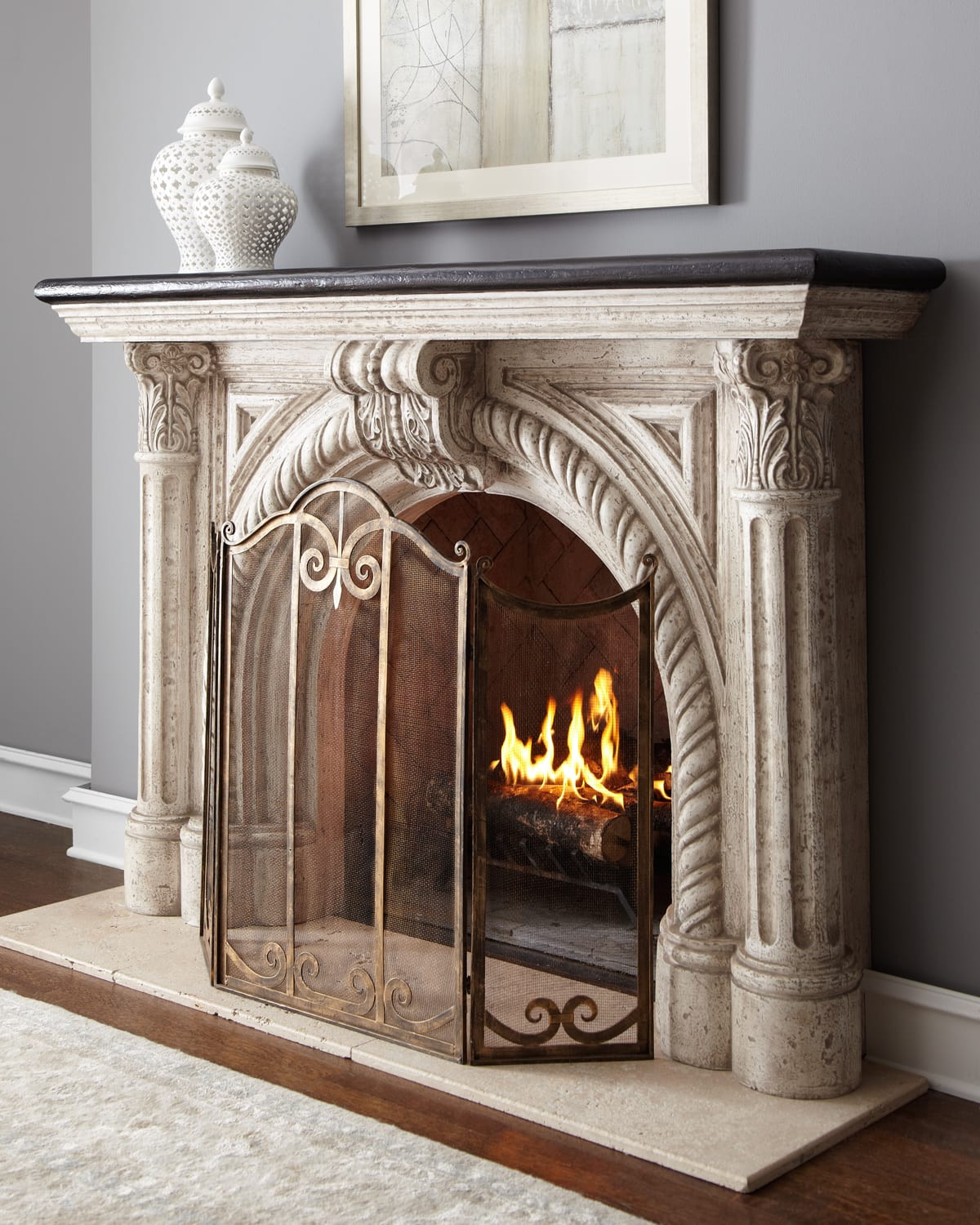 Rope-Edge Fireplace Mantel | Horchow
