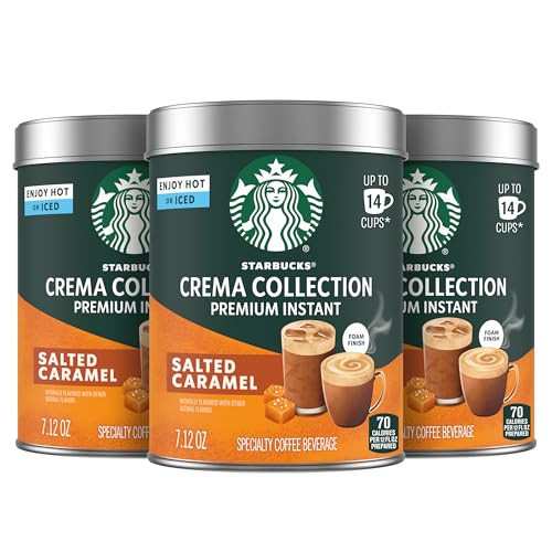 Starbucks Crema Collection Premium Instant Salted Caramel Flavored Instant Coffee, 100% Arabica Beans, 3 Tins (7.12 Oz Each) | Amazon (US)