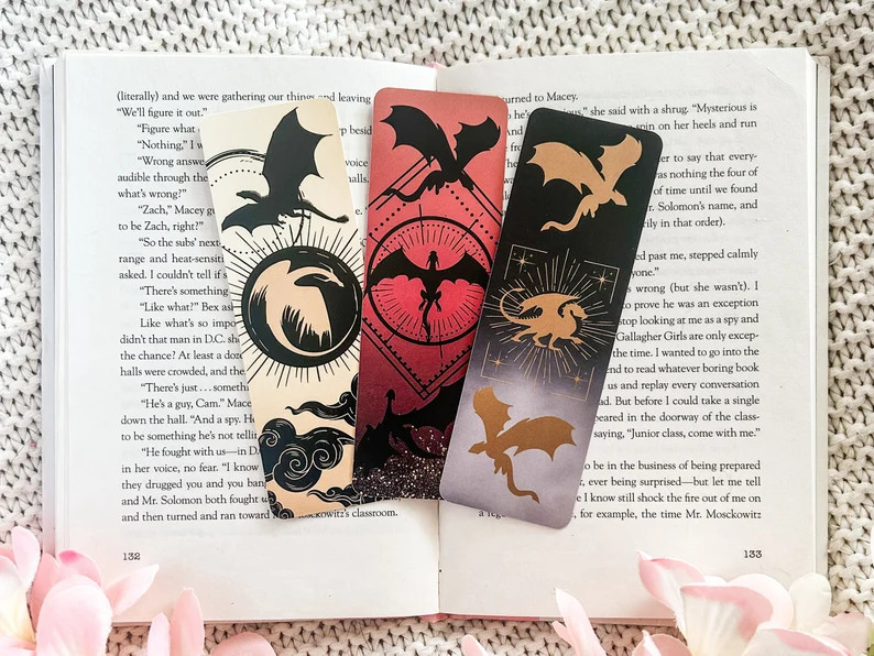 Dragon Fantasy Bookmark Set or Individual Dragon Bookmark Romantasy Merch Bookish Merch Fantasy R... | Etsy (US)