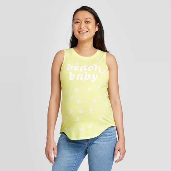 Maternity Beach Baby Graphic Tank Top - Isabel Maternity by Ingrid & Isabel™ Yellow | Target