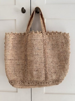 CLASSIC VANESSA BRUNO LE CABAS RAFFIA STRAW WOVEN TOTE BAG LEATHER HANDLES £295 | eBay UK