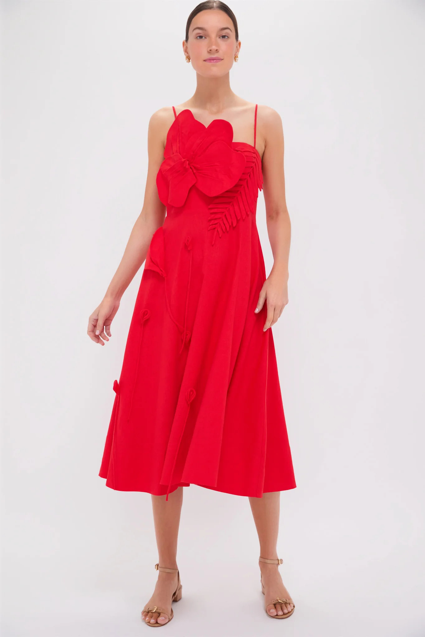 Red Garden Sleeveless Midi Dress | Tuckernuck (US)