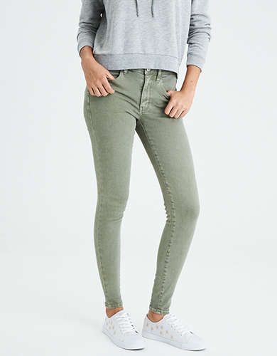 AE Ne(X)t Level High-Waisted Jegging, Dusty Sage | American Eagle Outfitters (US & CA)