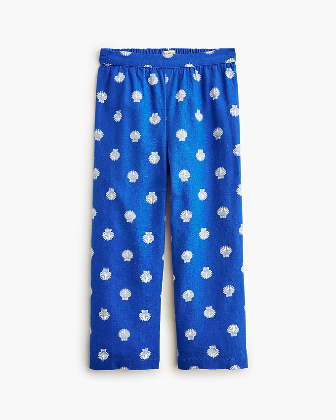 Girls' seashell-print linen-blend pant | J.Crew Factory