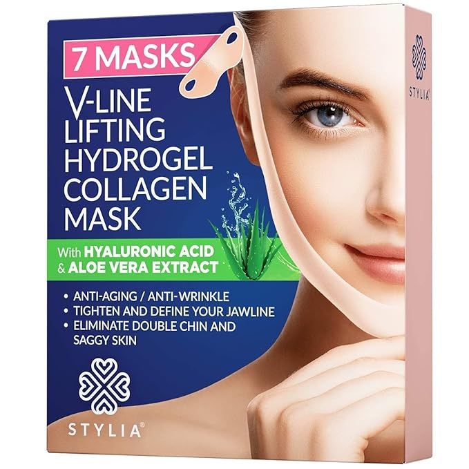 7 Piece V Line Shaping Face Masks – Double Chin Reducer - Lifting Hydrogel Collagen Mask with A... | Amazon (US)