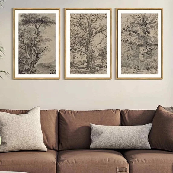 SHENIFY Large 24x36in3pcs Natural Framed Boho Vintage Tree Wall Art Neutral Retro Forest Art Prin... | Walmart (US)