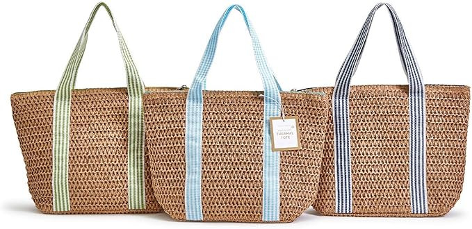 Two's Company Set of 3 Woven Thermal Lunch Tote, Assortment of 3 Colors | Amazon (US)