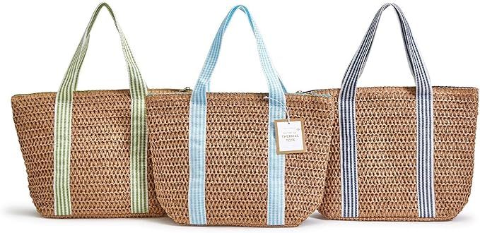 Two's Company Set of 3 Woven Thermal Lunch Tote, Assortment of 3 Colors | Amazon (US)