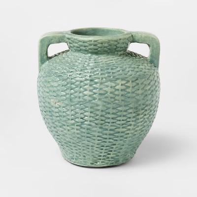 Small Woven Texture Ceramic Vase Blue - Threshold™ designed with Studio McGee | Target