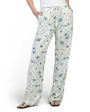 Linen Blend Printed Pants | TJ Maxx
