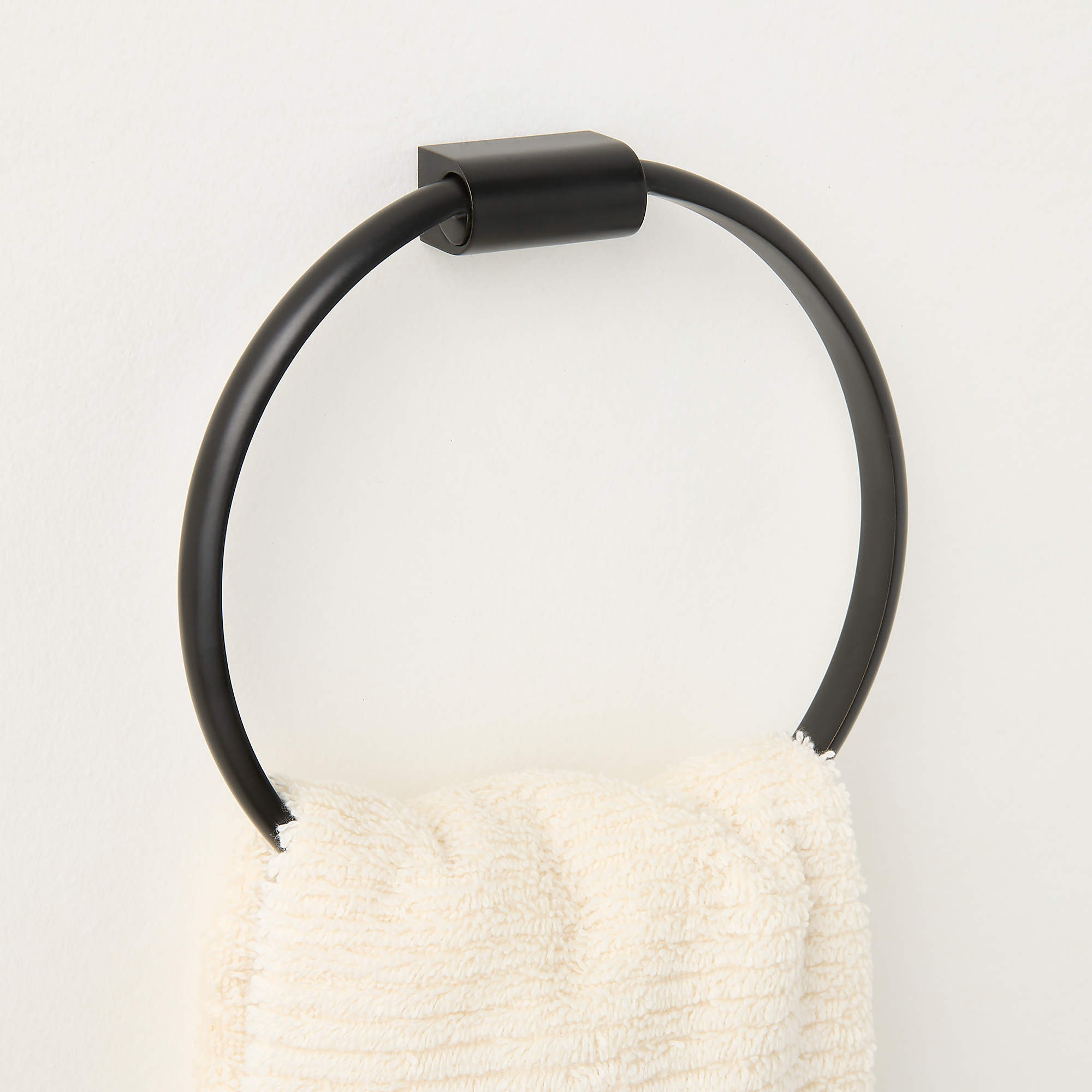 Curveaux Curved Matte Black Towel Ring | CB2 | CB2