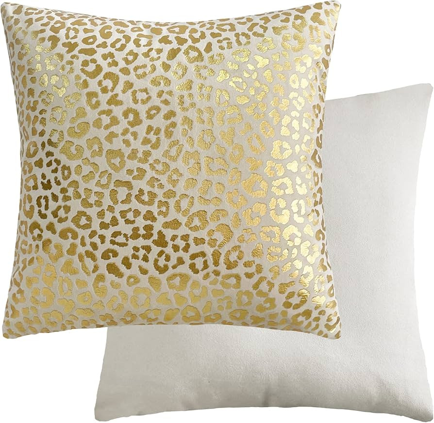 INSPI DECOR Cream White Velvet Leopard Pillow Covers Cheetah Foil Gilding Throw Pillow Covers 18x... | Amazon (US)