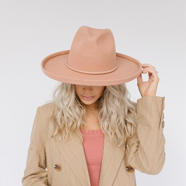 The Cara Loren Pencil Brim Hat - Dusty Pink | Gigi Pip