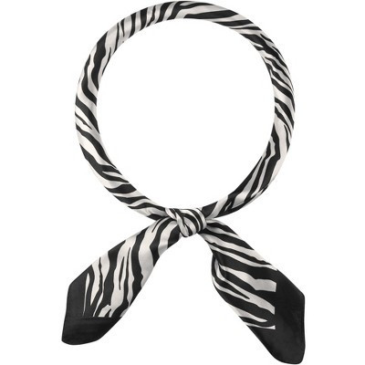 INSPIRE CHIC Women Zebra Printed Satin Large Square Silky Neck Scarves 1Pc Beige 90x90cm/35.4x35.4" | Target