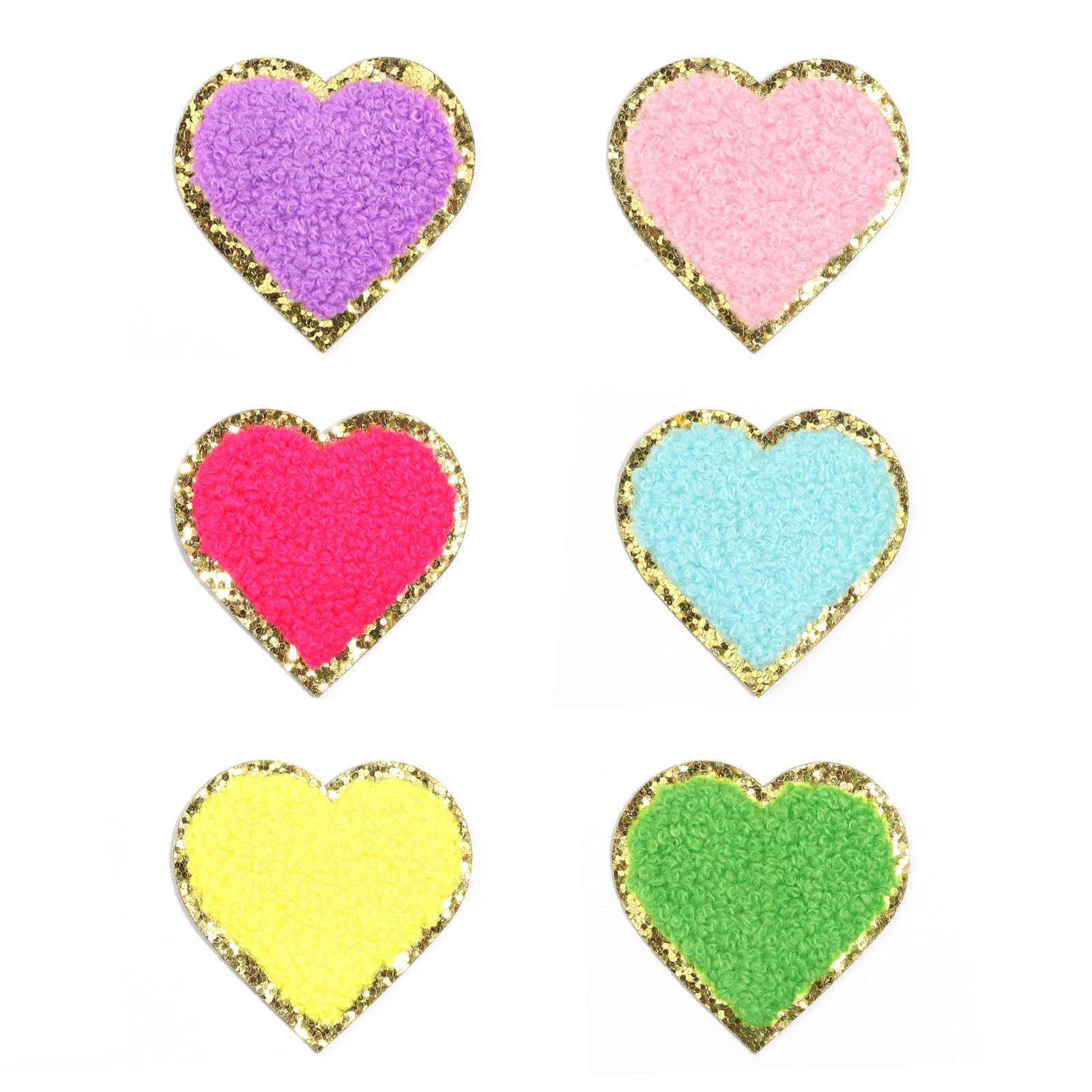 6 Pcs Chenille Patches Self Adhesive Patches for Bags,Yumttero Cute Repair Embroidered Heart Patc... | Amazon (US)