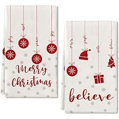 Christmas Dish Towels for Christmas Decor Red Xmas Kitchen Towels 18x26 Inch Merry Christmas Snow... | Amazon (US)